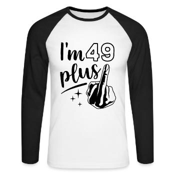 I'm 49 plus 1, middle finger 50th birthday - Unisex Long Sleeve Baseball T-Shirt - white/black - Front - Nik (191cm)