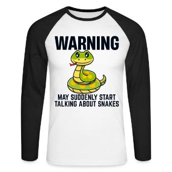 Drôle Serpent Reptile Herpétologie Serpent Serpent - T-shirt baseball manches longues Homme - blanc/noir - Devant - Nik (191cm)