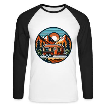 Camping Camper Caravan - Unisex Long Sleeve Baseball T-Shirt - white/black - Front - Nik (191cm)