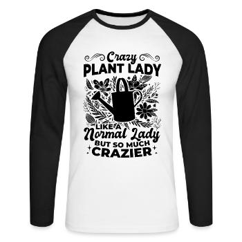 Folle plante dame Jardinier Fille Amateur de plantes - T-shirt baseball manches longues Homme - blanc/noir - Devant - Nik (191cm)