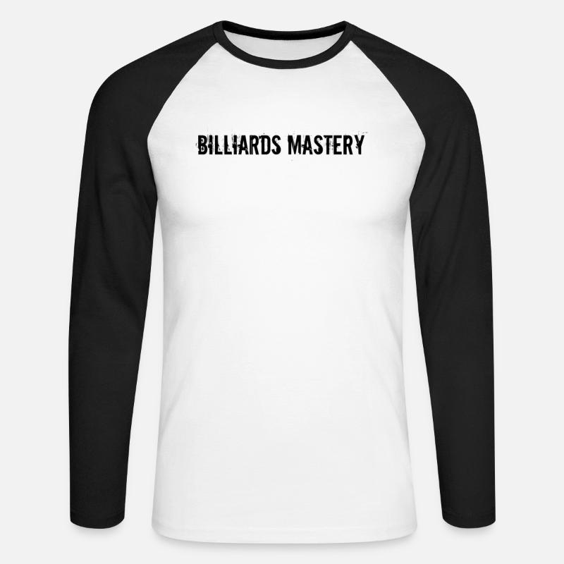 Billard - Billiards Mastery - Unisex Baseballshirt langarm - Weiß/Schwarz