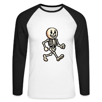 Retro Vintage Cartoon Halloween Costume Decoration - Unisex Long Sleeve Baseball T-Shirt - white/black - Front - Nik (191cm)