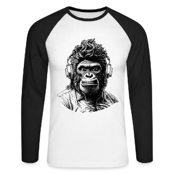 Gorilla Groove urban T-Shirt with Hip-Hop Flair - Unisex Long Sleeve Baseball T-Shirt - white/black - Front - Nik (191cm)
