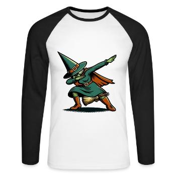 Dabbing Sorcière Halloween Costume Décoration Salem - T-shirt baseball manches longues Homme - blanc/noir - Devant - Nik (191cm)