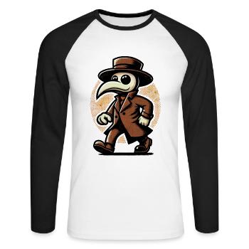 Retro Vintage Cartoon Halloween Costume Plague Doctor - Unisex Long Sleeve Baseball T-Shirt - white/black - Front - Nik (191cm)