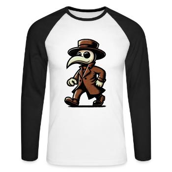 Rétro Vintage Dessin animé Creepy Décoration d’Halloween - T-shirt baseball manches longues Homme - blanc/noir - Devant - Nik (191cm)