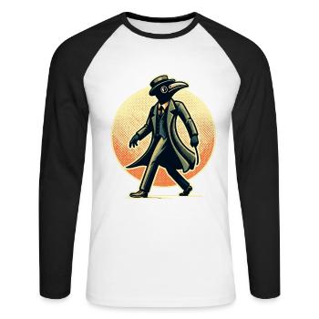 Médecin de la peste Costume vintage de médecin de la peste - T-shirt baseball manches longues Homme - blanc/noir - Devant - Nik (191cm)