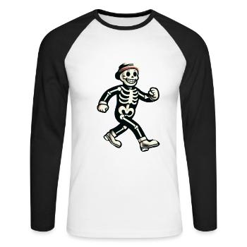 Funny Retro Cartoon Creepy Halloween Costume - Unisex Long Sleeve Baseball T-Shirt - white/black - Front - Nik (191cm)