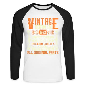 1982 Né en 1982 - Année de construction 1982 Anniversaire 1982 - T-shirt baseball manches longues Homme - blanc/noir - Devant - Nik (191cm)
