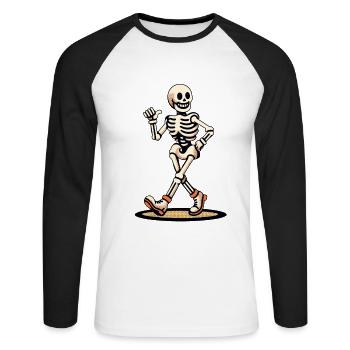 Funny Retro Cartoon Halloween Costume Decoration - Unisex Long Sleeve Baseball T-Shirt - white/black - Front - Nik (191cm)