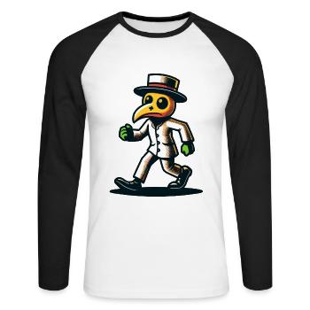 Rétro Vintage Dessin animé Halloween Costume Décoration - T-shirt baseball manches longues Homme - blanc/noir - Devant - Nik (191cm)