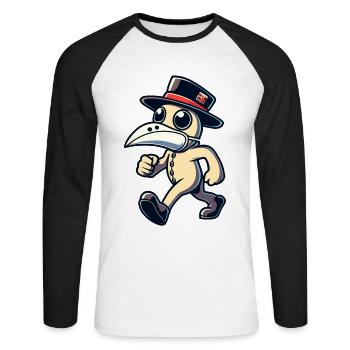 Retro Vintage Cartoon Halloween Costume Decoration - Unisex Long Sleeve Baseball T-Shirt - white/black - Front - Nik (191cm)