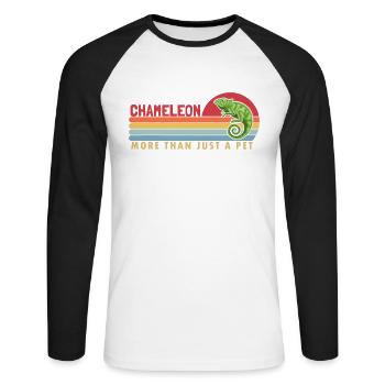 Chamäleon mehr als ein Liebhaber eines verschleierten Panthers als Haustier - Unisex Baseballshirt langarm - Weiß/Schwarz - Vorne - Nik (191cm)