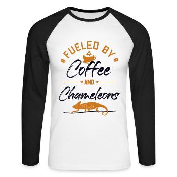 Alimenté par le café et les caméléons Panther voilé - T-shirt baseball manches longues Homme - blanc/noir - Devant - Nik (191cm)