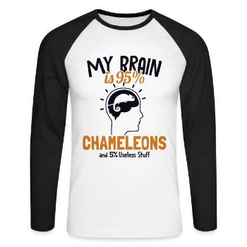 Mon cerveau est composé à 95% de caméléons Veiled Panther Lover - T-shirt baseball manches longues Homme - blanc/noir - Devant - Nik (191cm)