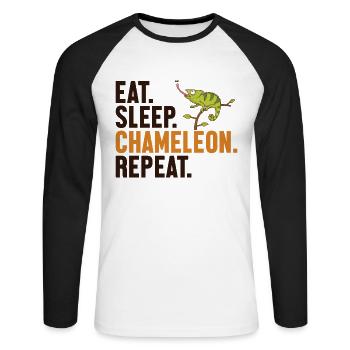 Manger Dormir Caméléon Répéter Voilé Panther Amant - T-shirt baseball manches longues Homme - blanc/noir - Devant - Nik (191cm)