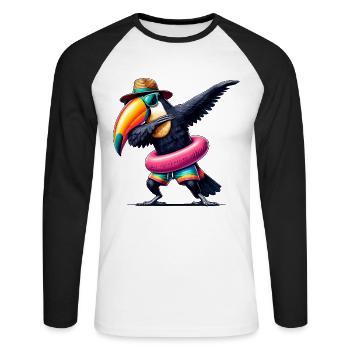 Toucan, Tropical Bird, Dabbing, Exotic, Beach - Unisex Long Sleeve Baseball T-Shirt - white/black - Front - Nik (191cm)