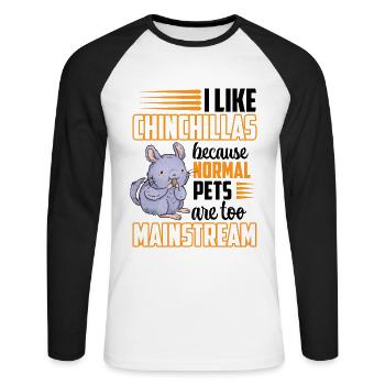 Chinchilla serait ennuyeux rongeur souris laineuse - T-shirt baseball manches longues Homme - blanc/noir - Devant - Nik (191cm)