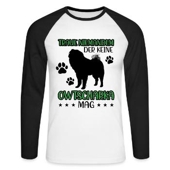 Don't trust Ovcharka Caucasian Ovcharka - Unisex Long Sleeve Baseball T-Shirt - white/black - Front - Nik (191cm)