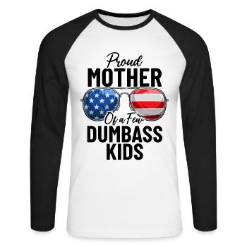 Stolze Mutter Von Ein Paar Dümmern Kindern Lustige Mutter USA - Unisex Baseballshirt langarm - Weiß/Schwarz - Vorne - Nik (191cm)
