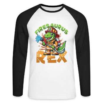 Firesaurus Rex Fire Brigade Dinosaur Adventure - T-shirt baseball manches longues Homme - blanc/noir - Devant - Nik (191cm)