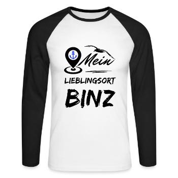 Binz mein Lieblingsort-Ostseebad Binz-Möwe Anker - Unisex Baseballshirt langarm - Weiß/Schwarz - Vorne - Nik (191cm)