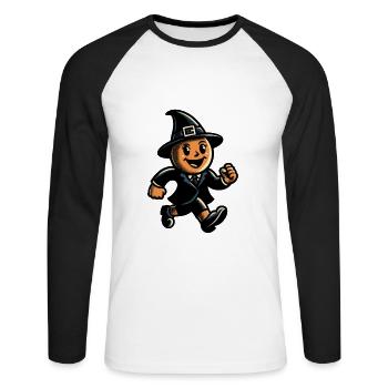 Retro Cartoon Witches Vintage Witches Design - Unisex Long Sleeve Baseball T-Shirt - white/black - Front - Nik (191cm)
