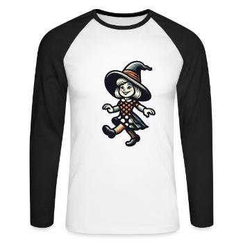 Retro Cartoon Witches Vintage Witches Design - Unisex Long Sleeve Baseball T-Shirt - white/black - Front - Nik (191cm)