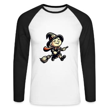 Sorcières de dessin animé rétro Design de sorcières vintage - T-shirt baseball manches longues Homme - blanc/noir - Devant - Nik (191cm)