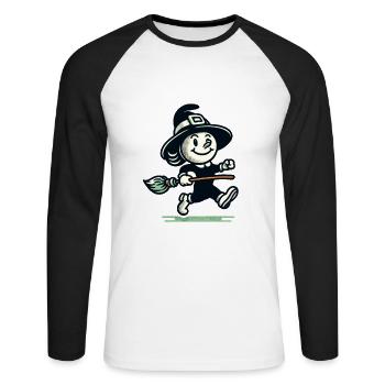 Sorcières de dessin animé rétro Design de sorcières vintage - T-shirt baseball manches longues Homme - blanc/noir - Devant - Nik (191cm)