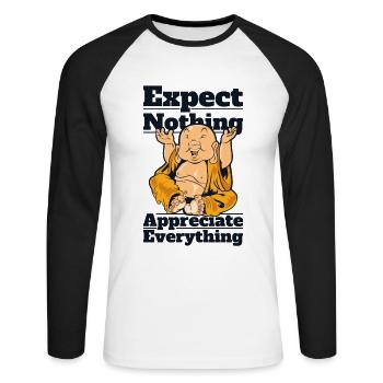 Ne rien attendre Symbole Apprécier tout - T-shirt baseball manches longues Homme - blanc/noir - Devant - Nik (191cm)
