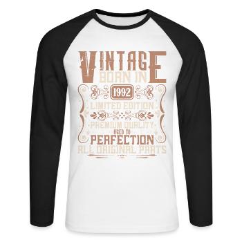 1992 Birthday Vintage 1992 Born Vintage 1992 - Unisex Long Sleeve Baseball T-Shirt - white/black - Front - Nik (191cm)