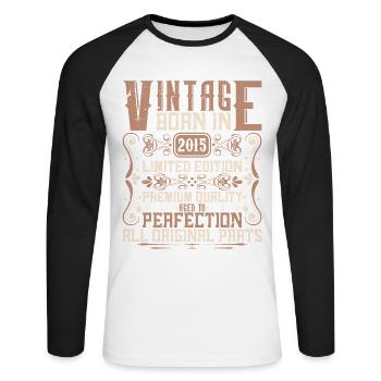 2015 Birthday Vintage 2015 Born Vintage 2015 - Unisex Long Sleeve Baseball T-Shirt - white/black - Front - Nik (191cm)