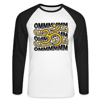 Ommmm Buddhist Symbol Statue Priest Buddhism - Unisex Long Sleeve Baseball T-Shirt - white/black - Front - Nik (191cm)