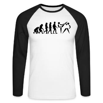 Wing Chun Evolution stick figure Wing Chun Fighter - Unisex Long Sleeve Baseball T-Shirt - white/black - Front - Nik (191cm)