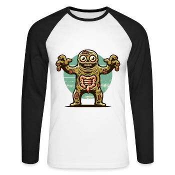 Halloween Kostüm Deko Gruseliges Party Design - Unisex Baseballshirt langarm - Weiß/Schwarz - Vorne - Nik (191cm)