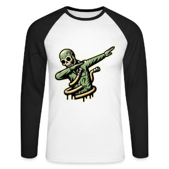 Dabbing Zombie Funny Dabbing Design Funny - Unisex Long Sleeve Baseball T-Shirt - white/black - Front - Nik (191cm)
