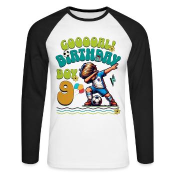 9e anniversaire Football - T-shirt baseball manches longues Homme - blanc/noir - Devant - Nik (191cm)