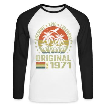 Birthday Party 1971 Vintage 1971 Retro 1971 - Unisex Long Sleeve Baseball T-Shirt - white/black - Front - Nik (191cm)