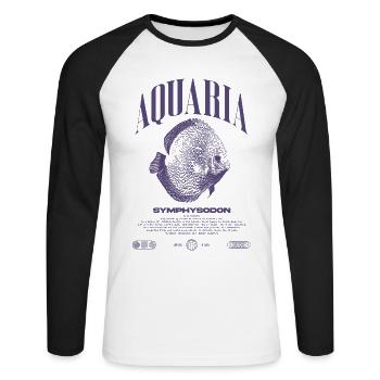 Diskus Cichlid Fish Keeper Moderne Streetwear - Unisex Baseballshirt langarm - Weiß/Schwarz - Vorne - Nik (191cm)