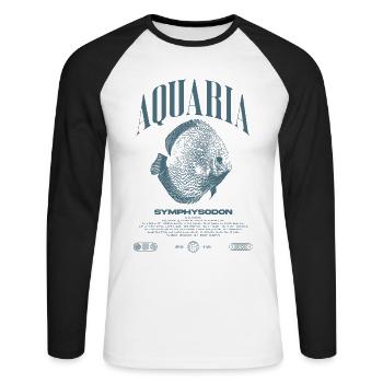 Diskus Cichlid Fish Keeper Moderne Streetwear - Unisex Baseballshirt langarm - Weiß/Schwarz - Vorne - Nik (191cm)