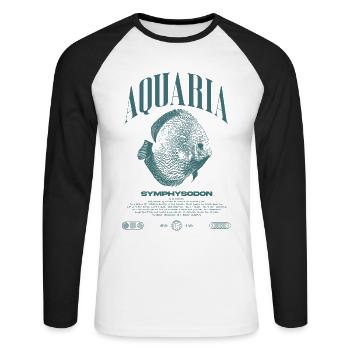 Diskus Cichlid Fish Keeper Moderne Streetwear - Unisex Baseballshirt langarm - Weiß/Schwarz - Vorne - Nik (191cm)