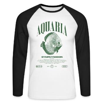 Diskus Cichlid Fish Keeper Moderne Streetwear - Unisex Baseballshirt langarm - Weiß/Schwarz - Vorne - Nik (191cm)
