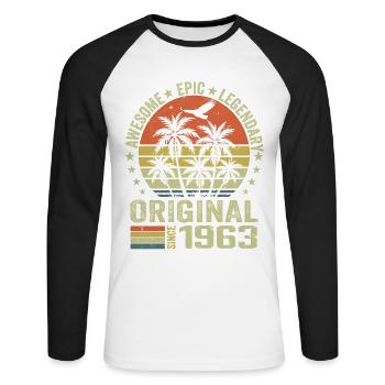 1963 Birthday Party Vintage 1963 Retro 1963 - Unisex Long Sleeve Baseball T-Shirt - white/black - Front - Nik (191cm)