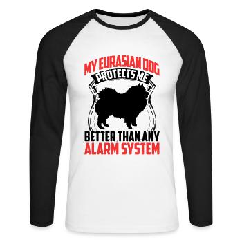 Eurasier me protège mieux Spitz Eurasien - T-shirt baseball manches longues Homme - blanc/noir - Devant - Nik (191cm)