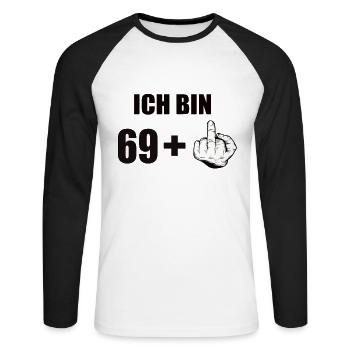 70th Birthday - Unisex Long Sleeve Baseball T-Shirt - white/black - Front - Nik (191cm)