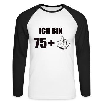 76 anniversaire - T-shirt baseball manches longues Homme - blanc/noir - Devant - Nik (191cm)