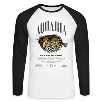 Stachelschwein Kugelfischhalter Moderne Streetwear - Unisex Baseballshirt langarm - Weiß/Schwarz - Vorne - Nik (191cm)
