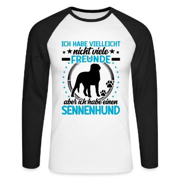 Sennenhund ist mein Freund Schweizer Sennenhund - Unisex Baseballshirt langarm - Weiß/Schwarz - Vorne - Nik (191cm)