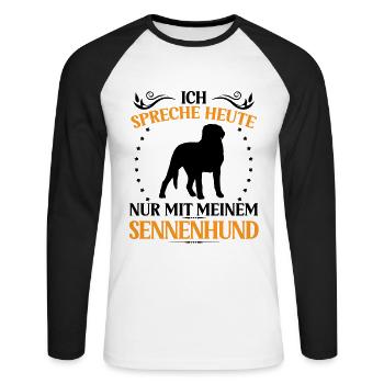 Sennenhund Spreche nur mit Schweizer Sennenhund - Unisex Baseballshirt langarm - Weiß/Schwarz - Vorne - Nik (191cm)